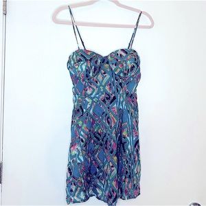 Summer dress sweetheart bustier strapless skater dress.  Size S Small.